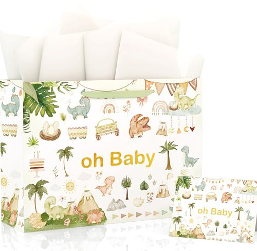 slapaflife Geschenktüten für Babypartys, Jungen und Mädchen, 33 cm, Baby-Geschenktüte mit Seidenpapier und Gruß, Baby-Geschenktüte für Babyparty oder Geburtstag