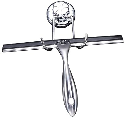 COOLHIYA Stainless Steel Window Wiper with Suction Cup Versatile Squeegee for Shower Glass Car Windows and Kitchen Surfaces Durable Blade for Efficient Cleaning Silver