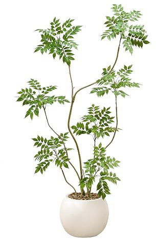 Artificial Mahonia Fortunei Tree 6ft, Tall Fake Plant Artificial Sumac Tree, Faux Plants Indoor Fake Plants Decor with Pot for Home Office Bathroom Bedroom Living Room Decorations Housewarming