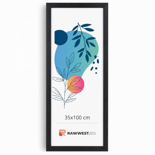 RAWWEST.BIS Bilderrahmen 35x100cm MDF Holz Rahmen Posterrahmen mit Acrylglas Holzrahmen aus Holzplatten für Bilder Poster Fotos Puzzle Plakatrahmen zum Aufhängen & Aufstellen Fotorahmen Schwarz