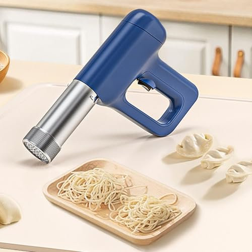 OZTYSGXM MáQuina PortáTil para Hacer Espaguetis Casera - MáQuina para Hacer Pasta EléCtrica MáQuina para Prensar Fideos 5 en 1 MáQuina para Hacer Pasta Mano con Moldes Moldeadores,Blue