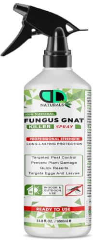 DD Teck 100% Natural Fungus Gnat Killer Spray, Garden & House Plant Bug Killer, Organic Effective, Fast Acting Insect Control, Ideal for Vegetables & Shrubs, Indoor & Outdoor Use (1000ml Spray)