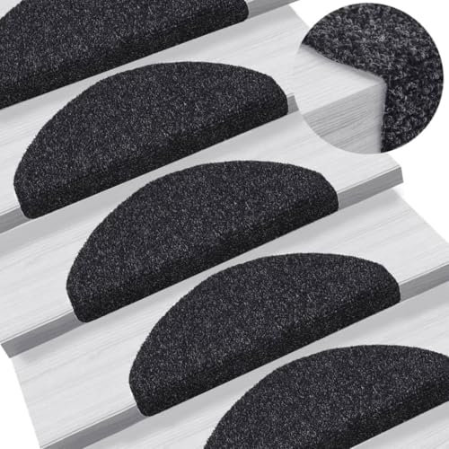 NQJIBUE Selbsthaftende Stufenmatten 5 Stück, schwarz, 65 x 21 x 4 cm, Nadelstanzer, Haushaltsbedarf, Treppenstufen