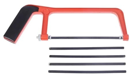 Jingyingtt 6 Zoll Mini-Bügelsäge for den Heimgebrauch, kleine Handsäge, verstellbare Holzsäge mit 5 Stück 150 mm Sägeblättern for Schneiden von Holz und Metall