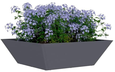 vidaXL Garten-Pflanzgefäß Anthrazit 50 x 50 x 15 cm, Garten und Terrasse, Moderner trapezförmiger Blumentopf, Metallpflanzer, Draußen, Minimalistischer Dekotopf