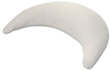 heraline Musselinmond Stillkissen 140x27cm & Windel Blaubaer | Seitenschläferkissen 100% Baumwolle Musselin-Bezug | Lagerungskissen Atmungsaktiv, waschbar | ideal für Schwangerschaft & Stillzeit
