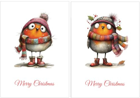 Little Red Robins Christmas Cards - Pack of 10 - Size A6
