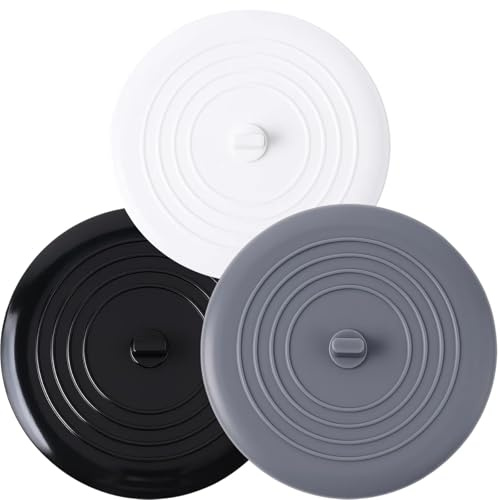 Stöpsel Für Spülbecken, 3 Stück Universal Abflussstöpsel Silikon, Spülbecken Stöpsel, Abflussstopfen, Schwarz Grau Weiß, Für Spüle Waschbecken Badewanne Dusche, Verhindert Haare Verstopfung