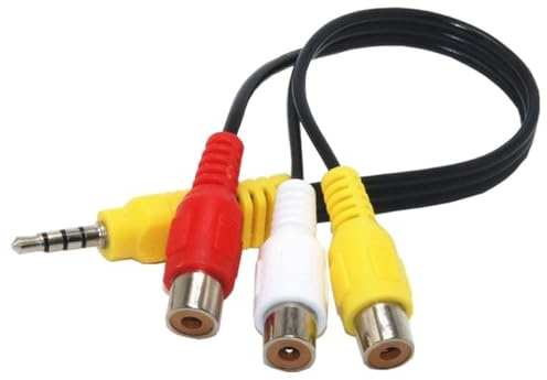 GERUI 3,5mm Stecker Klinke auf 3X Cinch Buchse, Cinch auf Klinke Adapter Kabel, 22cm AV Camcorder Video-Audio-Capture-Karten-Adapterkabel für PC, Mac, AV, HDD und DVR, TV-Box/MP3/PC (1)