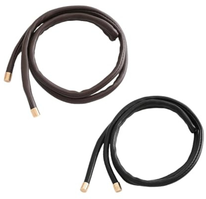 2 Stück Haarband aus Leder in Schwarz und Braun, Stilvoll | Leder Haarband, Haargummi für Pferdeschwanz, Haaraccessoires für Alltag und Flechtfrisuren