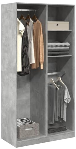 Generiskt garderober, sovrum, garderob, hushållsskåp, allskåp, för användning i hotell, lägenheter, kontor, bibliotek, (Concrete Grey, 100 x 50 x 200 cm)