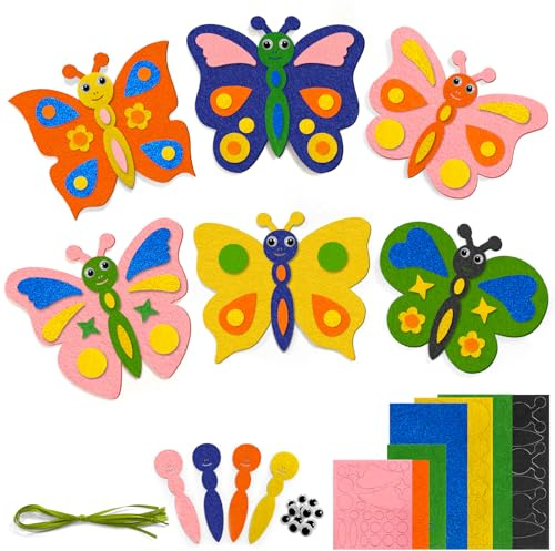 xiaoxiaozhijia 12 Piezas Manualidades Niños Mariposa,Pegatina Espuma Mariposa Flores Colgante, Elaboración de Juego con Piezas de Espuma,Adecuado para decoraciones creativas de Pascua para niños