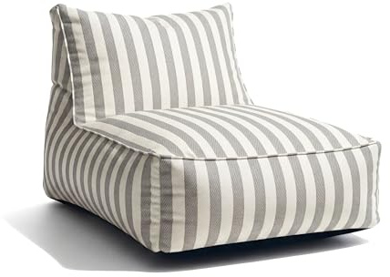Gutekissen® Pouf d'extérieur XXL - Résistant aux intempéries - Design à rayures - Fauteuil confortable pour terrasse, balcon, jardin et patio - Résistant aux UV - 72 x 102 x 65 cm (gris clair)