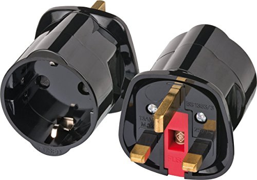 Brennenstuhl Reisestecker/Reiseadapter (Reise-Steckdosenadapter für: England Steckdose und Euro Stecker) (2x, Schwarz)