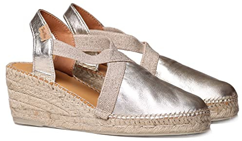 Women's leather espadrille - TOSSA - Platinum, 40 EU