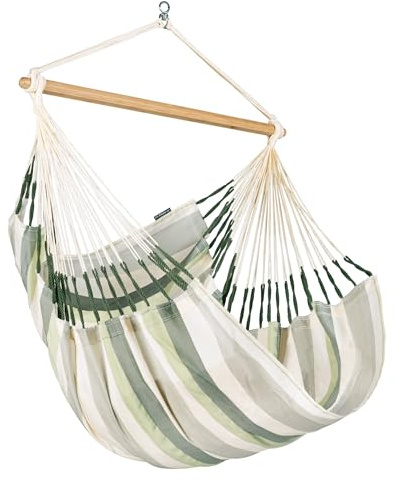 La Siesta Domingo – Hängematte, Komfort, wetterfest, Funktionelle Faser, Kolumbien-Herstellung, große Oberfläche, Stabilisator Bambus, Entspannung im Freien – Cedar, Comfort