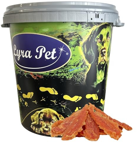 Lyra Pet® 5 kg Hühnerbrust Soft in 30 L Tonne - Kausnack für Hunde | Leckerli für Hunde – Proteinreicher Kauartikel mit Huhn – Idealer Belohnungs- und Trainingssnack – Gut verträglich