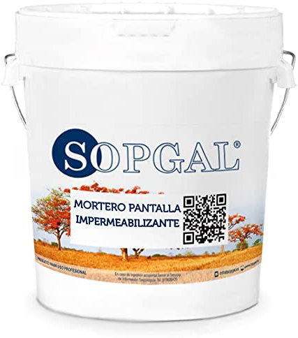 Mortero Pantalla Impermeable (20kg, Gris) - Impermeabilizante para fachadas, muros, piscinas, depósitos de agua... Evita filtraciones de agua - Sopgal