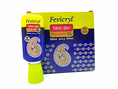 JP Arts & Crafts Fevicryl Fabric Glue for Gems Acrylic Rhinestones Clothes Shoes Adhesive Bonds Machine Washable, 30ml No Stitch 30ML For Lace Ribbon Applique UK- White