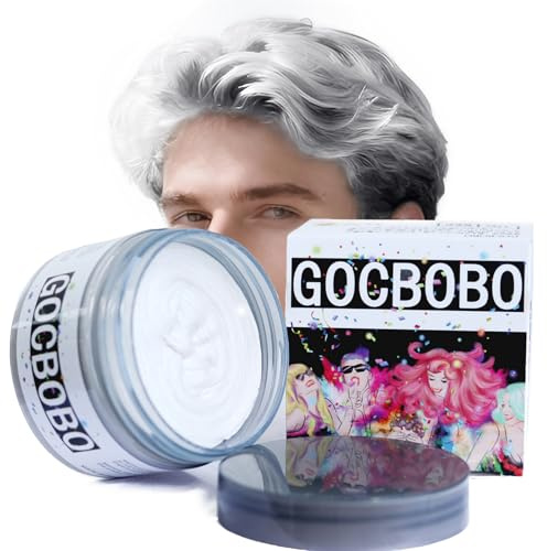 Temporäre Haarfarbe Wachs Weiß Unisex Natürlich Haarfarbe Auswaschbar Modellierwachs für Party Cosplay Halloween (4,23 Unzen)