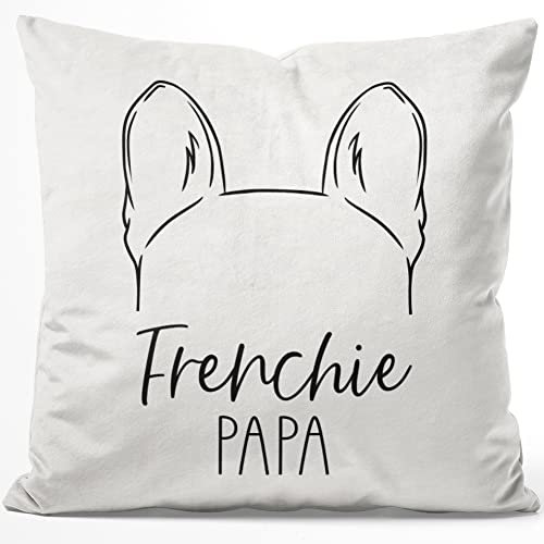 JUNIWORDS Kissen, Frenchie Papa, 40 x 40 cm, Flauschig Samtweich Weich (1008938)