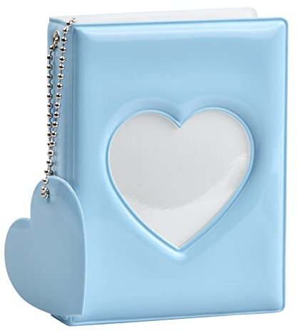 Mini Album Foto Album Fotografico da 3 Pollic Piccolo Album Fotografico Kpop Album Memo 32 tasche Raccoglitore per Carte Fotografiche Album Foto per Polaroid Immagini Opera d'arte Cartoline (blu)