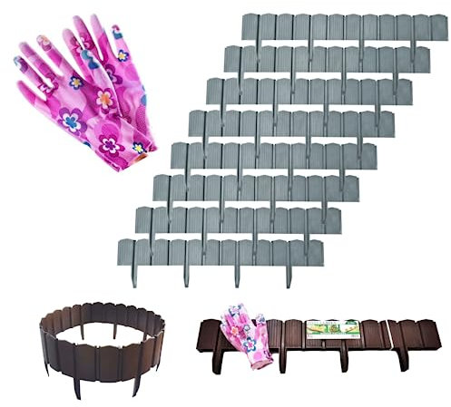 Stella Green Rasenkante Kunststoff Box 3,5 x 628 x 18 cm -Beeteinfassung mit Holzoptik - Beetumrandung Spleißbare Mähkante - Rasenkanten für Garten - Beetbegrenzung ohne Werkzeug montierbar -Anthrazit