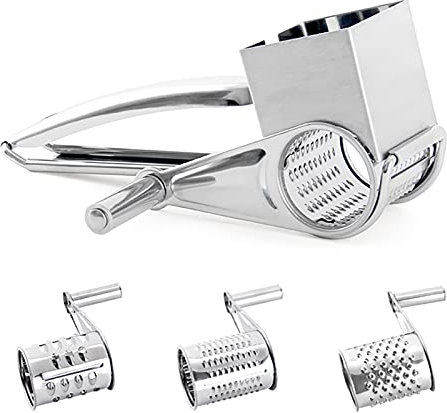 Grattugia per parmigiano Gourmet per Manovella, Grattugia per formaggio Küchenprofi in acciaio inox, Grattugia per formaggio in acciaio inox con 3 lame a tamburo intercambiabili