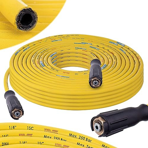 Tubo alta pressione 10m 250bar GIALLO treccia d'acciaio DN6 M22 compatibile con Kärcher HD HDS