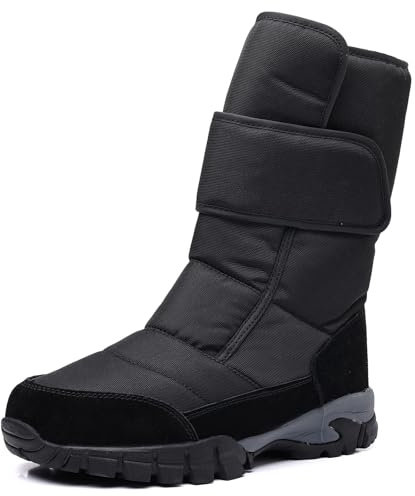DADAWEN Bottes de Neige après Ski Homme Chaussures Hiver imperméable Chaudes Bottes de Randonnée Marche- Noir 41