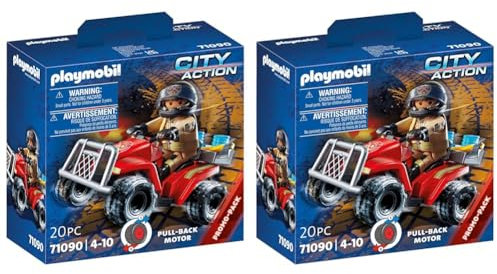 PLAYMOBIL City Action 71090 Feuerwehr-Speed Quad mit Rückzugsmotor, Spielzeug für Kinder ab 4 Jahren (Packung mit 2)