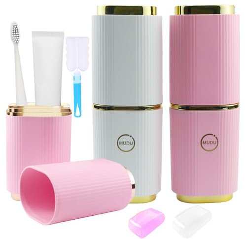 OHWODA Boite Brosse à Dents de Voyage Rangement Etui Organisateur de Porte-Brosse à Dents et Dentifrice Portable Gobelet à Brosse à Dents pour Camping Maison Affaires Voyage 2PCS