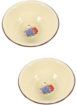 PRETYZOOM 2St emaille becken emaille schüssel Salatschüssel Vorspeisen-Servierplatte Fußball-Serviergeschirr für Partys Vintage-Dekor Rührschüsseln Aufbewahrungsbecken aus Emaille Teller