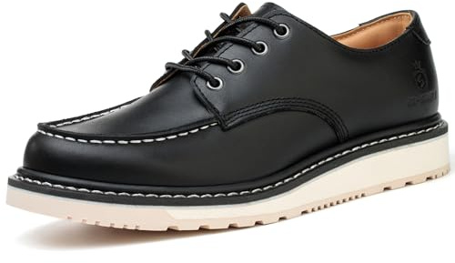 SL-Saint Fatto a Mano da Uomo Morbido Moc Toe Stivali alla Moda Classic Good-Year-Welted Scarpe in Pelle Bovina (Nero, Adulto, Uomo, 43, Numero, Sistema Taglie Calzature EU, Media)