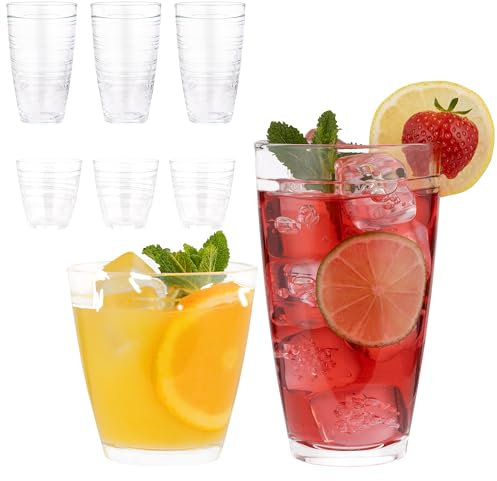 Ravenhead Essentials Swirl Tumbler Glasses Set of 8 - Tall Hiball Glasses 280 ml and Mixer Glasses 300 ml Glassware Set for Water Beverages Beer Cocktails