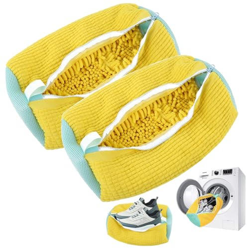 TOGETDREAM Shoe Washing Machine Bag, Polyester Nylon, Yellow, 17.1 x 7.2 inches, Zipper Closure, Trainer Washing Machine Bag, Shoe Cleaning, Storage Bag