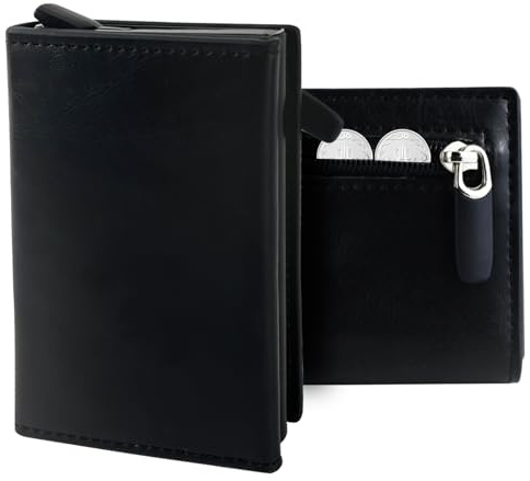 KAHOUI Mini Geldbörse für Herren, RFID Schutz Geldbeutel Portmonee, Diebstahlsichere Kartenetui Slim Wallet mit Münzfach, Magnetische Geldbörsen, Ausweis- & Kartenhüllen