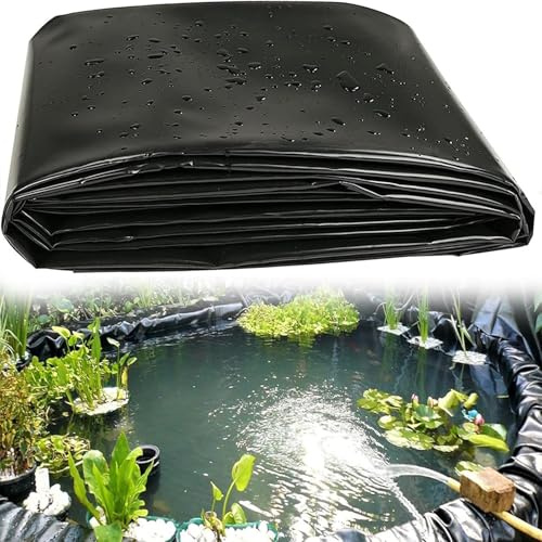 VITIWEDTY BâChe D'éTang Liner Bassin Exterieur - Membrane De Bassin De Jardin, à Membrane RenforcéE Couche Robuste Noir BâChe D'éTang, pour Bassins à Poissons Koi (2x14m)