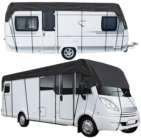 LFLIFENG Telo Copri Camper Tessuto Oxford 210D Telo per Camper Stoccaggio Pieghevole, Facile da Pulire Telo per Camper Copertura Camper,Black-11m×3m