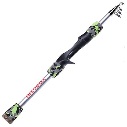Xumh2024-3 Angelruten Angeln 1,5 M Teleskop Angelrute Rock Camouflage Angelrute for Süßwasser Bass Forelle Lachs Angelgerät Stange für Reisen in Salzwasser und Süßwasser(Green)