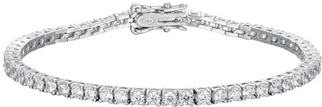 LOEXZAH Moissanit-Tennisarmband für Damen, Brautarmband, 18 Karat, Diamant-Tennisarmband für Herren, 925er-Sterlingsilber, Moissanit-Tennisarmband, Diamant-Armband für Herren, 2,5 mm, Stein, Moissanit