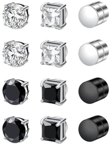 6 Pares Pendientes Magnéticos De Acero Inoxidable, Falsos Sin Agujeros, Redondos Unisex