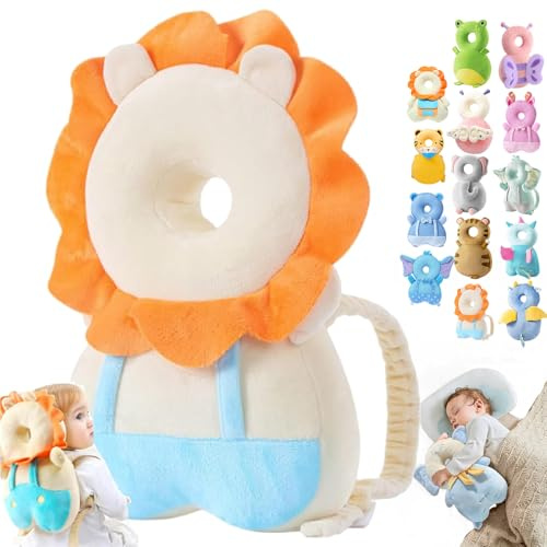 Wonder Baby Head Protector, Wonderbaby Head Protector, Baby Head Protector Backpack, Baby Backpack Head Protection Pillow, Baby Fall Back Head Protector for Baby Walking (White Lion)