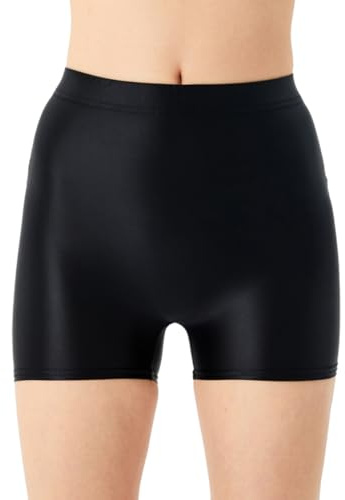 Women's Shiny Yoga Shorts, High Waist Nylon Seamless Cycling Shorts, High Stretchy Silky Biker Hot Pants Bottoms, Slim Fit Glossy Running Shorts for Sports Workout Fitness Dance Pilates Rave Dance