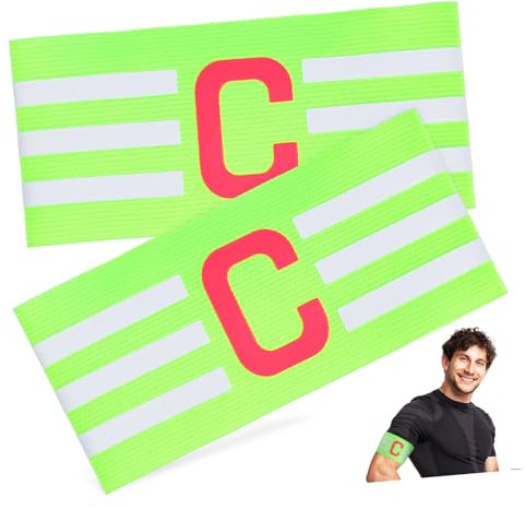 BESPORTBLE 2stücke Elastische Kapitänsbinde Fußball in Leuchtendem Grün Polyester Stabile Passform rutschfest Sichtbare Spielführerbinde Für Erwachsene Und Teams