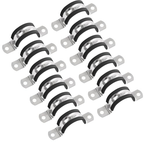 YIEMI Rohrschellen, 32 mm Durchmesser 304 Edelstahl-Rohrschelle mit U-Rohr-Schelle für Rohr, Leitung oder Drahtseil (12 Stück)