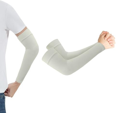 zavehony Manchette Anti UV,Manchon Velo,Manchon Tatouage,Sport De Compression,Gris Clair 1 Paire