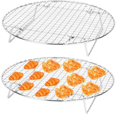 Mafagwre 2 Stück Rund Abkühlgitter, Kuchengitter Auskühlgitter Zum Backen Kühlen Dämpfen, Rostfrei & Spülmaschinengeeignet, Idea Für Topf/Ofen/Backform/Kuchenform (L)