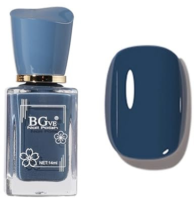 Blue Nail Polish - Navy Blue Nail Varnish - Breathable Air Fast Dry Nail Polish - Chip Resistant Long Lasting Nail Varnish - Glossy Smooth Gray Blue Nail Art Polish For Women Manicure DIY