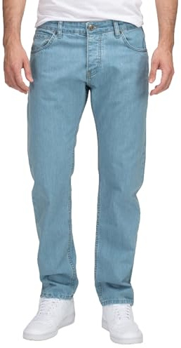 Lorenzo Loren herrjeans byxor denim jeans använd look vanlig passform W29-W44 L30-L38, Ll-4014 ljusblå, 34W / 32L
